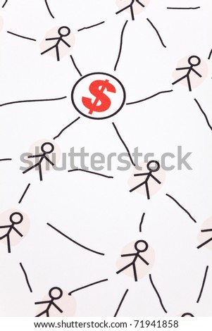 People Sketching Network and dollar sign, concept of business relation