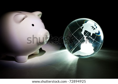 Globe and Piggy bank for background