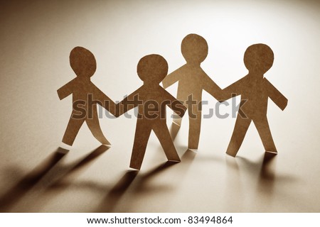 Paper Chain Men, concept of Teamwork