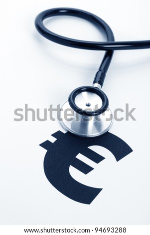 Stethoscope and euro dollar sign, concept of Financial Health