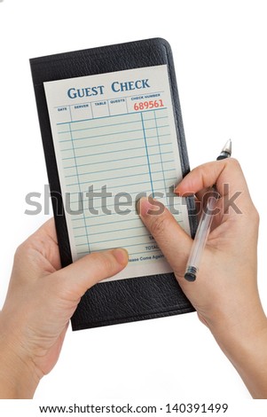 Guest Check, concept of restaurant taking orders.