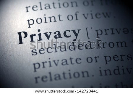 Dictionary definition of the word privacy. Fake Dictionary