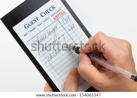 Guest Check, concept of restaurant taking orders.