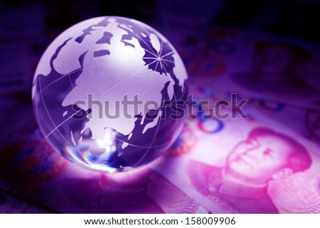Yuan and Earth planet,Transparent globe for background
