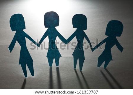 Paper Chain Women, concept of Teamwork