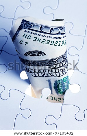 Dollar Puzzle, business concept of Solution