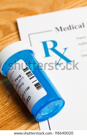 Pill Bottle and Prescription, concept for Healthcare And Medicine