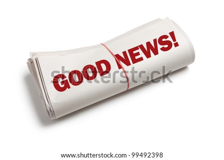 stock photo : Good News, Newspaper roll with white background