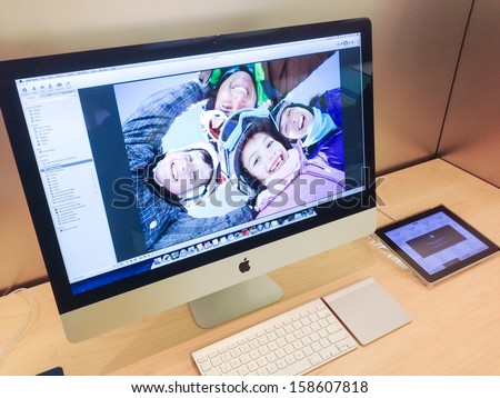 Toronto - October 15: An 27 Inch Imac Sits In The Apple Store In Toronto On October 15, 2013.