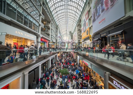 Toronto - December 26: Shoppers Visit The Mall In Toronto, Canada On Boxing Day, December 26, 2013.