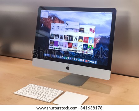 TORONTO, CANADA - NOVEMBER 20, 2015:  The new 27-inch iMac with Retina Display sits at the Apple Store.