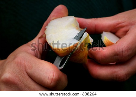 slicing an apple with a pocket knife slicing an apple with a pocket knife