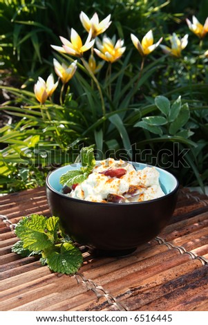 stock photo : Curry Chicken Salad with Red Grapes