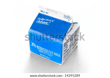 stock photo : Half Pint Milk Carton on a table