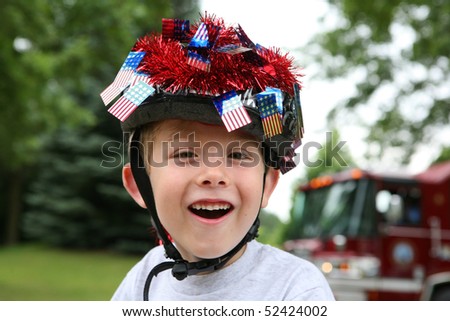 Boy dressed up for a 4th of July Parade