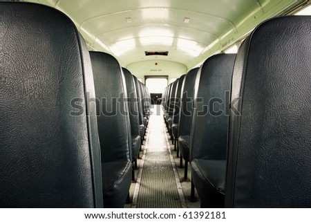 Interior of an old school bus (shallow depth of field)