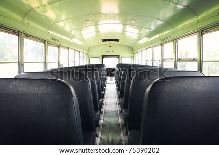 Interior of an old school bus