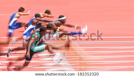 Jumping over hurdles, motion blur