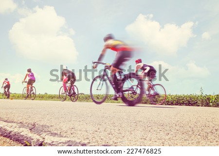 Racing Bicycles. Motion blur.