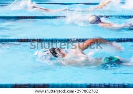 Motion Blur Freestyle swimming race