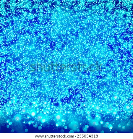 Blue shiny defocused lights background. CG Composition.