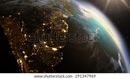 Planet Earth South America zone using satellite imagery NASA