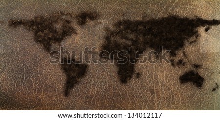 Leather Brown and furTexture of World map