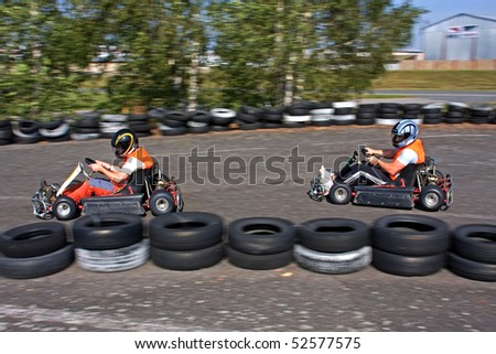 stock photo amater race of kart for fun