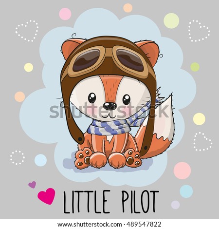 Cute cartoon Fox in a pilot hat