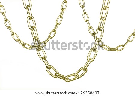Golden chains  isolated against white background