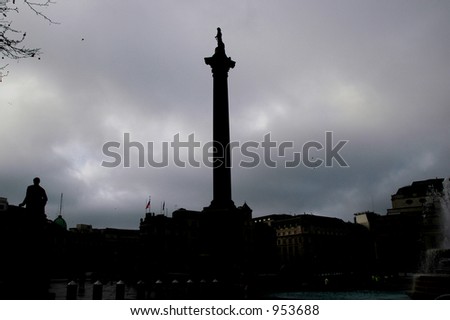 Nelsons Column Silhouetted London England
