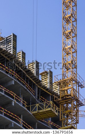 Construction of a residential building. Outskirts of Kiev, a picturesque place near the woods and lakes.