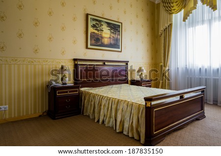 Bedroom classicism interior with paint on the wall