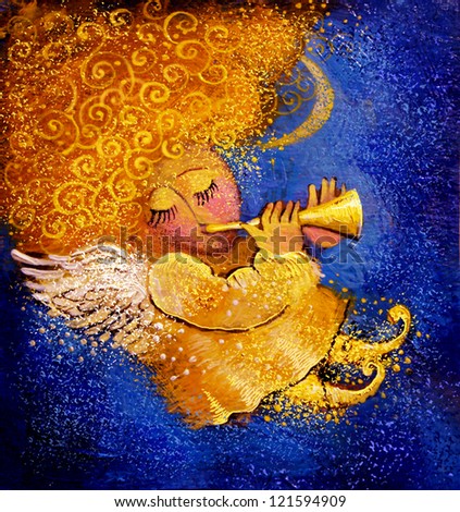 Hand drawn illustration Christmas angel Hand drawn illustration Christmas angel