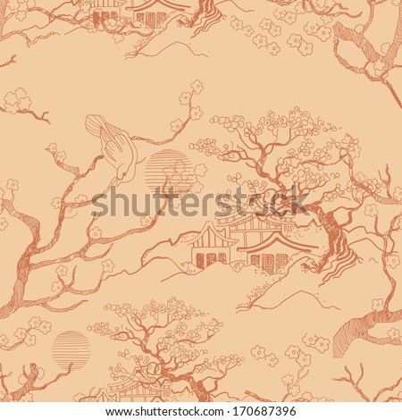 Japanese landscape Beautiful Asian pattern Japanese landscape Beautiful Asian pattern