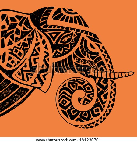 Vector illustration of a tribal totem animal Elephant in graphic style Vector illustration of a tribal totem animal Elephant in graphic style