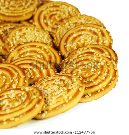 Round cookies with a sesame