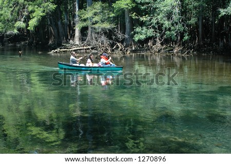 Canoeists paddle down the spring run.