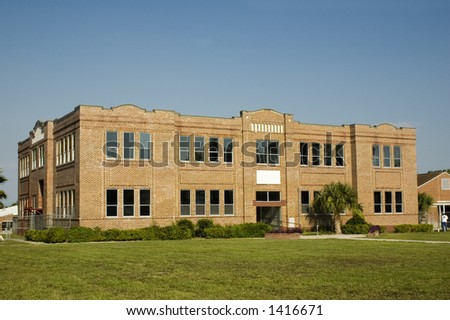 An old brick school building.