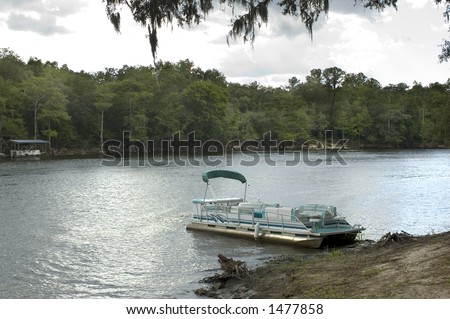Pontoon boat on the Suwannee River.