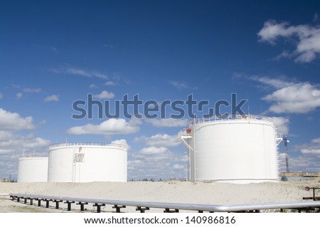 il industry and gas industry. Work of refinery petrochemical plant. Oil reservoir and storage tank of mineral oil