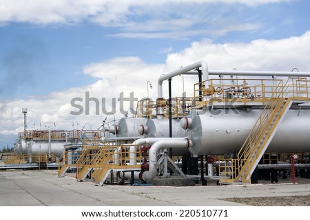 Oil industry. Oil and gas refinery plant. Industrial scene of oil extraction