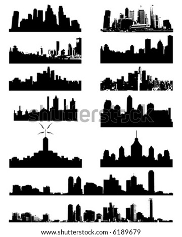 stock vector : City Skyline and Silhouettes