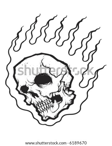pics of skulls with flames. flaming skull tattoos.