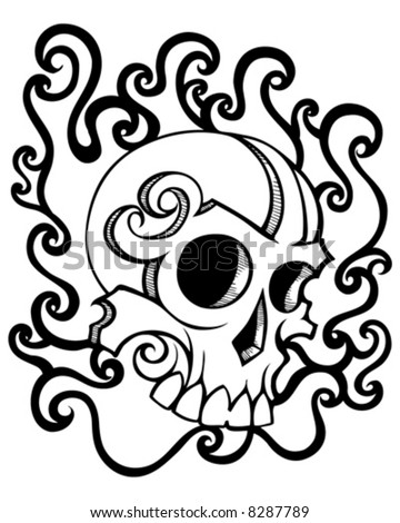 swirly skull vector. abstract