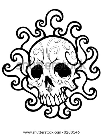 swirly tattoo. stock photo : swirly skull