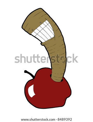 worm in apple image
