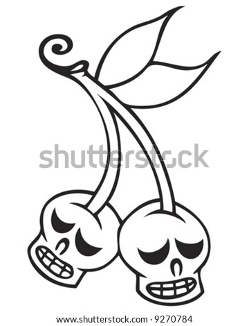 stock vector tattoo cherries outline tattoo outline