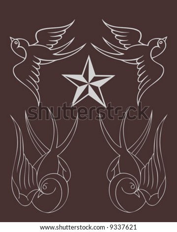 stock vector : classic tattoo sparrows