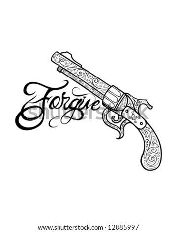 stock vector ornate tattoo gun
